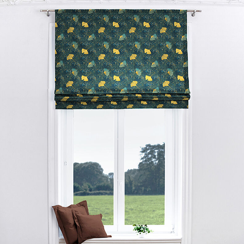 Tecido de algodão Cretone Ginkgo – azul petróleo,  image number 7