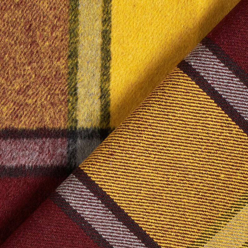 Tecido para sobretudos Cardado Xadrez – bordô/amarelo-caril,  image number 4