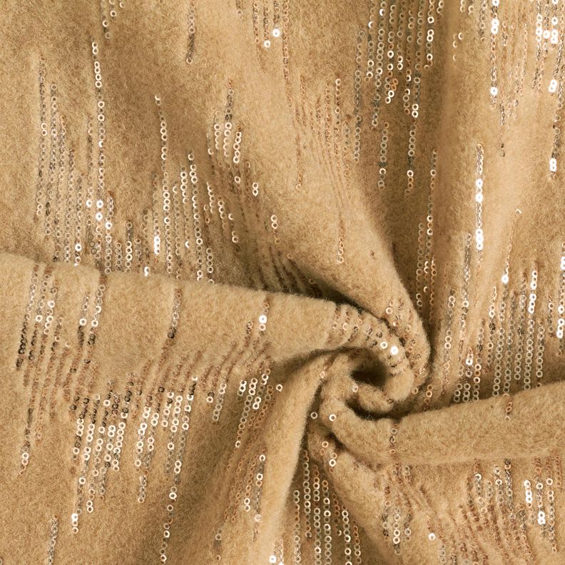 Malha para sobretudos com riscas com lantejoulas – bege,  image number 4