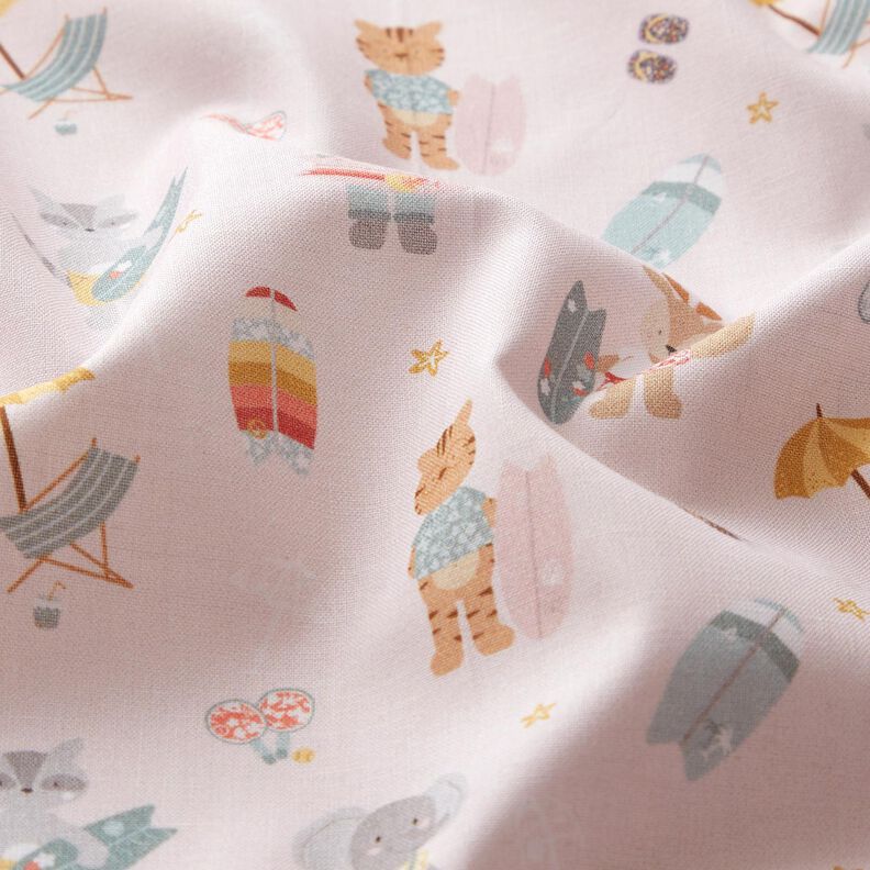Popelina de algodão Bio Animais surfistas – rosé,  image number 2
