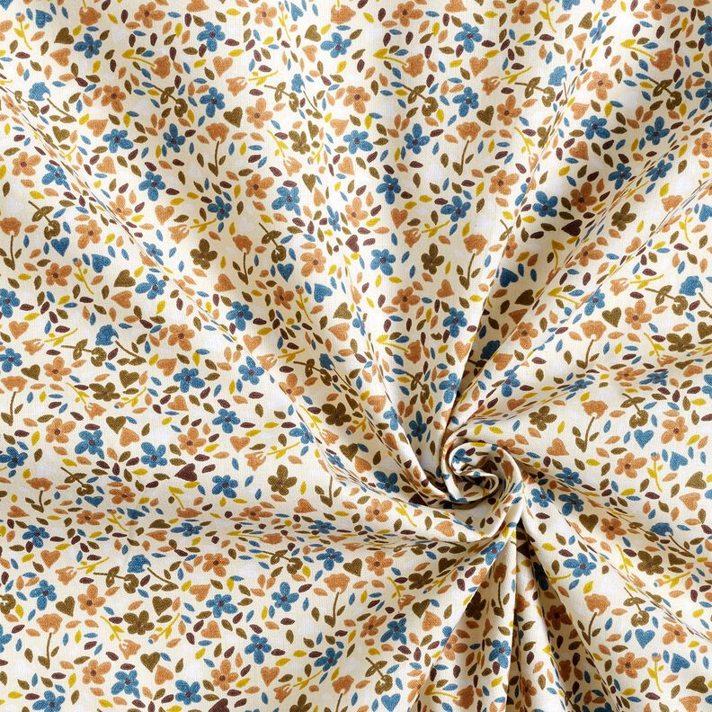 Tecido de algodão Cretone Flores espalhadas – bege claro/castanho claro,  image number 3