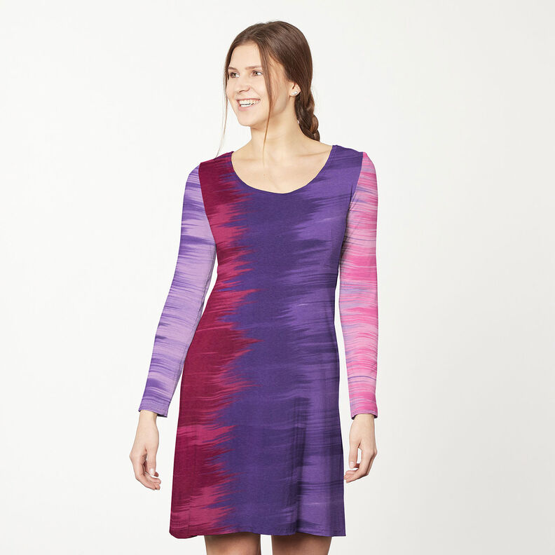 Jersey de viscose Gradação de cor Riscas na vertical – beringela/lilás,  image number 7