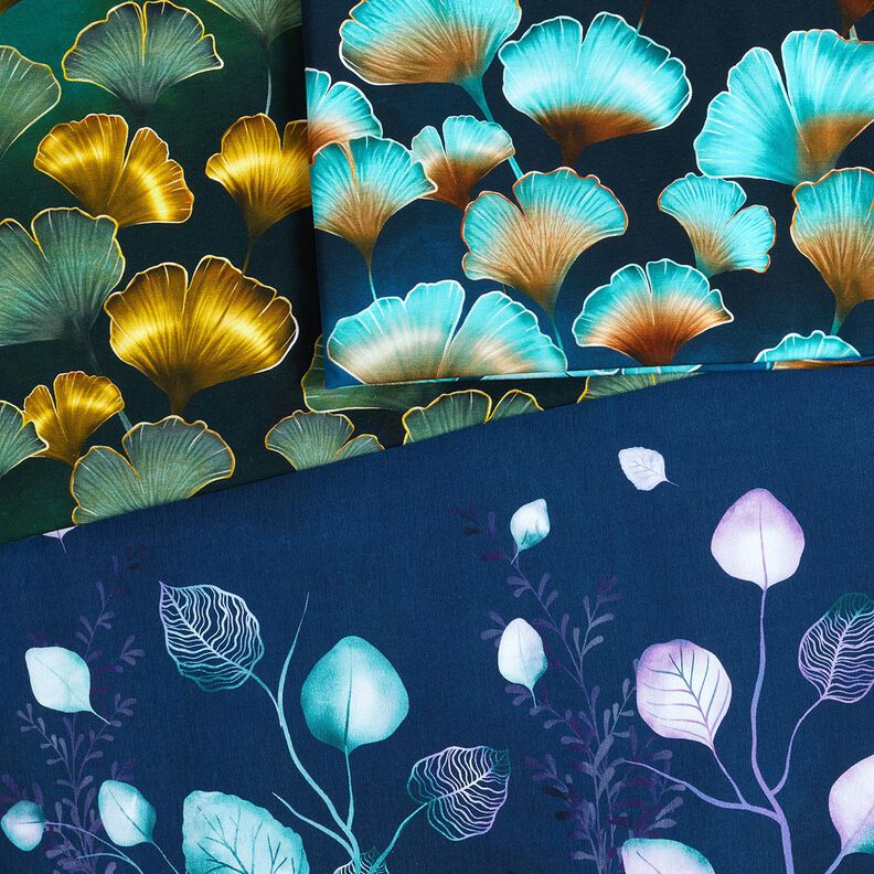 Jersey de algodão Ginkgo | Glitzerpüppi – verde escuro/ouro velho,  image number 6