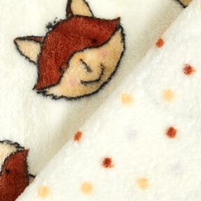 Tecido polar fofinho Dupla face Raposas amigáveis – branco sujo/castanho, 