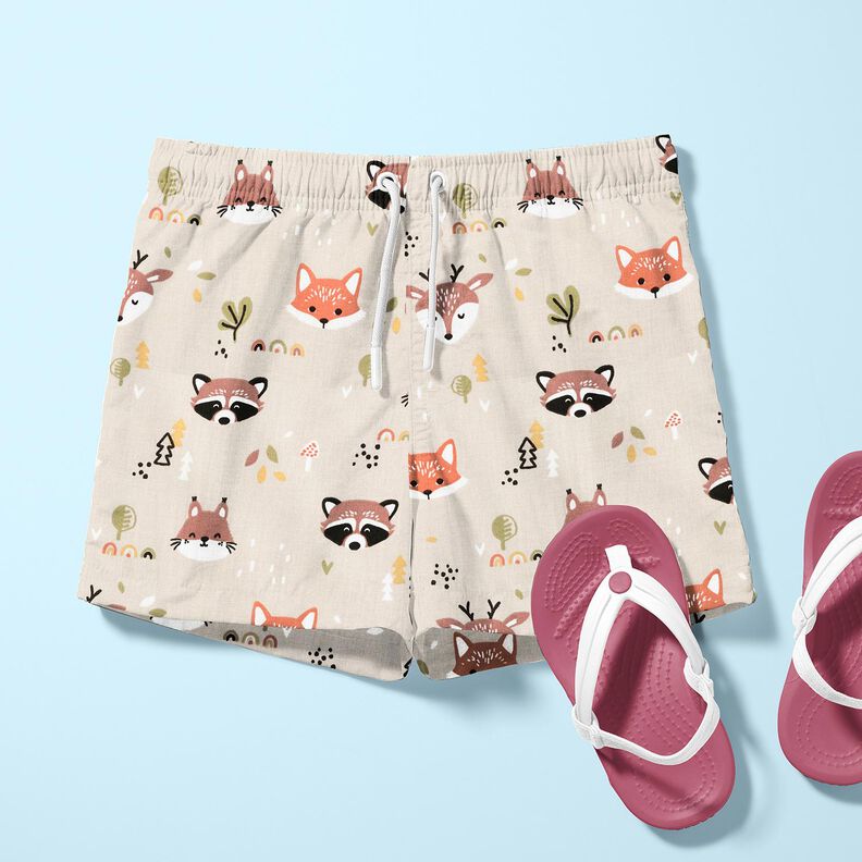 Popelina de algodão Cabeças de animais da floresta – natural/cobre,  image number 6