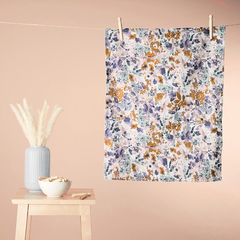 Tecido piqué em favo Flores em aguarela | Poppy Fabrics – branco/lavanda,  image number 8