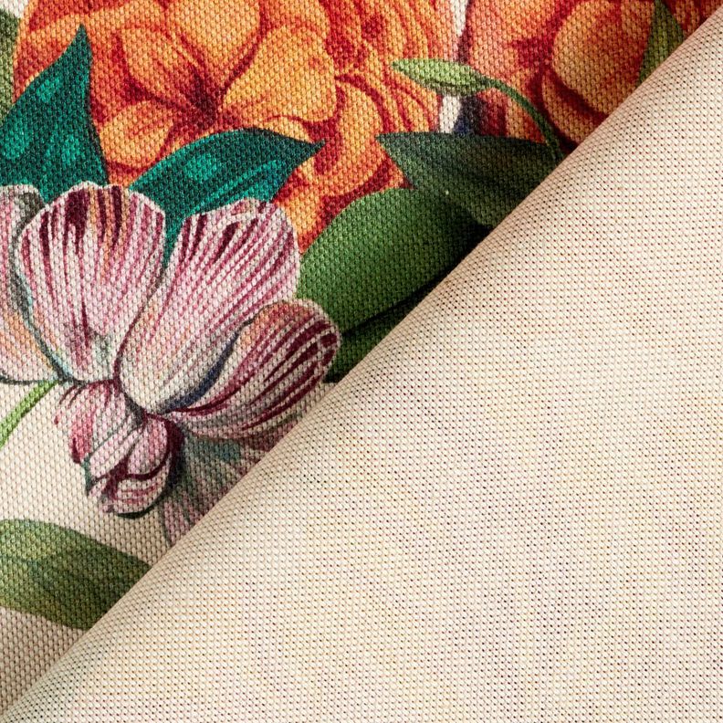 Tecido para decoração Meio linho Panamá Flores magníficas – natural/púrpura,  image number 4