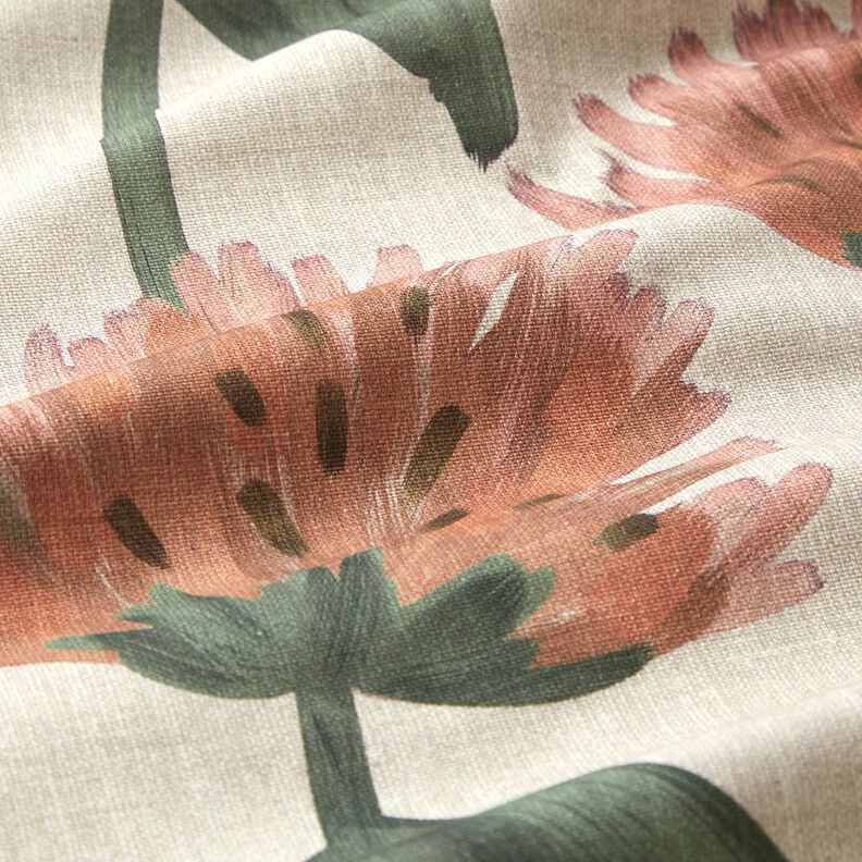 Tecido para decoração Meio linho Panamá Trevo florido – vermelho/taupe claro,  image number 6