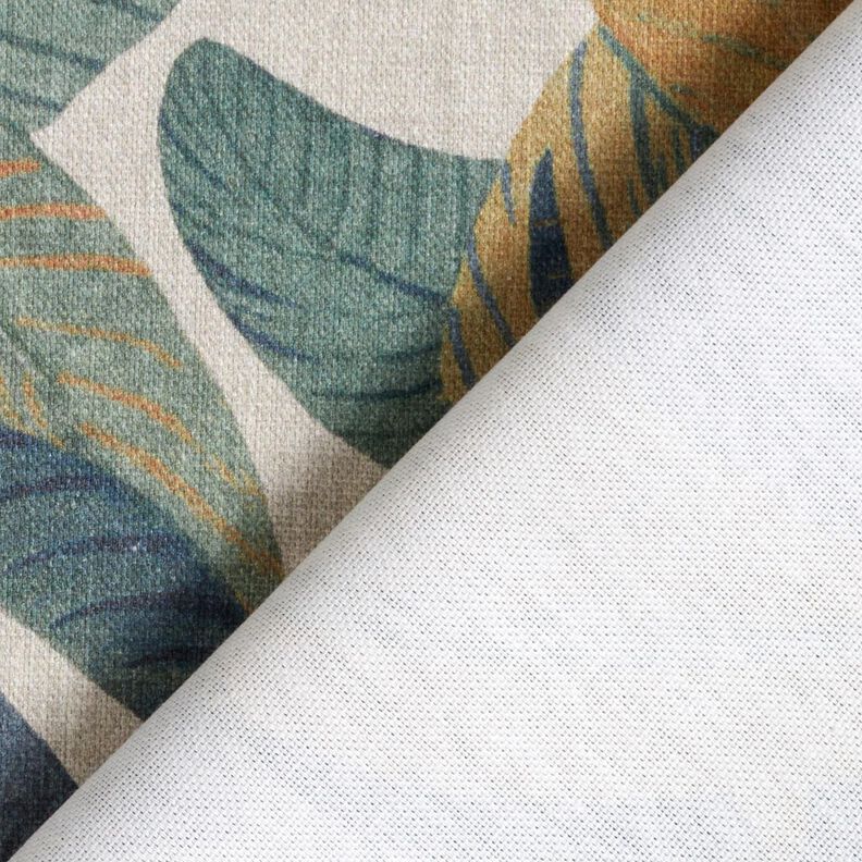 Tecido para decoração Meio linho Panamá Folhas de bananeira – cinza claro/taupe claro,  image number 4