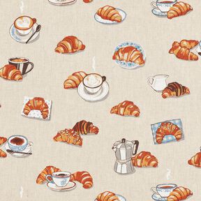 Tecido para decoração Meio linho Panamá Croissants frescos – castanho claro/natural, 
