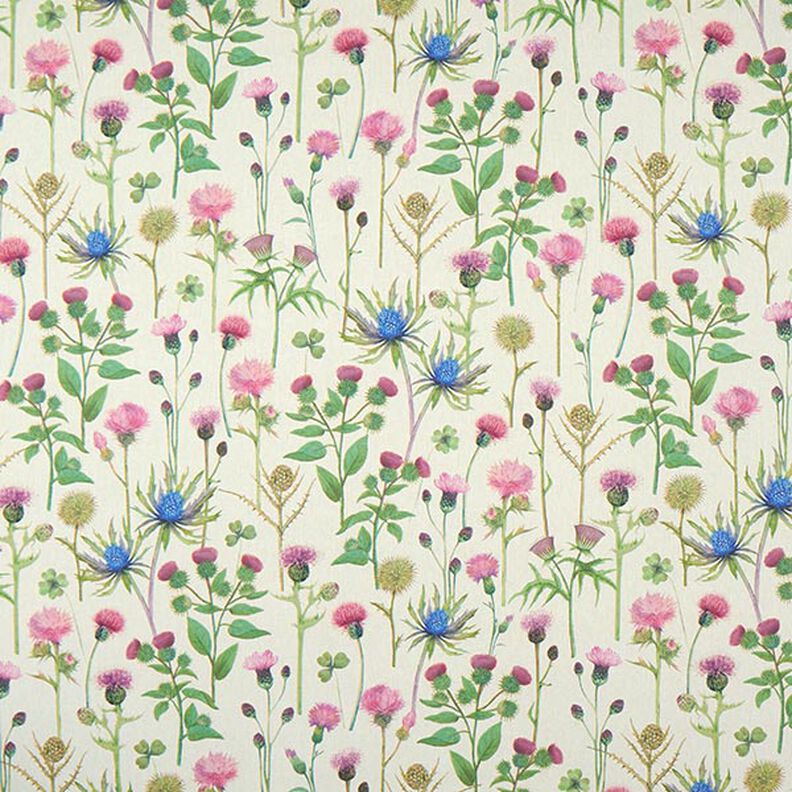 Tecido para decoração Meio linho Panamá Cardos – verde-pinheiro/natural,  image number 1