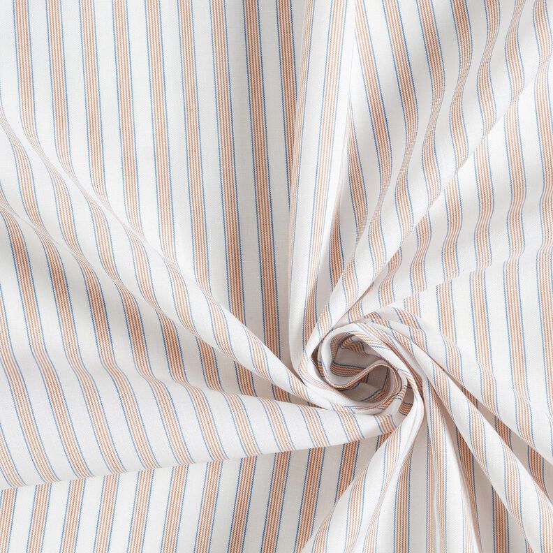 Tecido de algodão Riscas bicolores – branco sujo/damasco,  image number 3