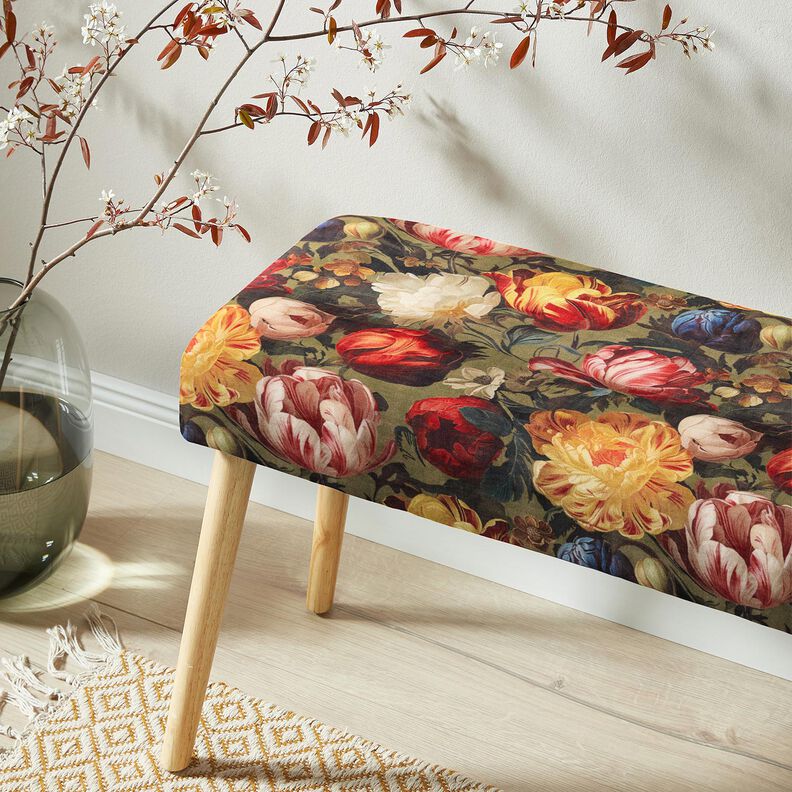 Veludo para decoração Peónias – caqui/vermelho escuro,  image number 7