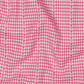 Tecido de algod&atilde;o Jacquard losangos e cora&ccedil;&otilde;es &ndash; pink/branco, 