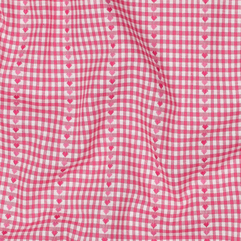 Tecido de algod&atilde;o Jacquard losangos e cora&ccedil;&otilde;es &ndash; pink/branco,  image number 2