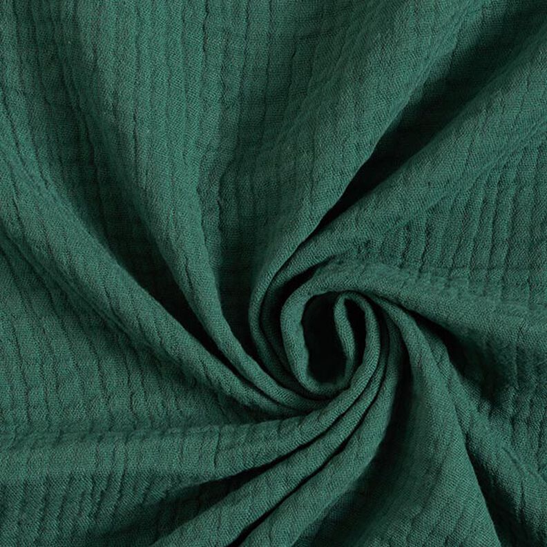 GOTS Musselina de algodão de três camadas – verde escuro,  image number 1