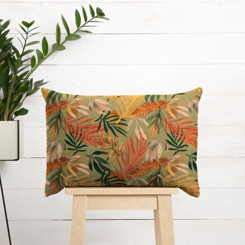 Tecido para decoração Meio linho Panamá Folhas de palmeira digitais – caqui-claro,  image number 6