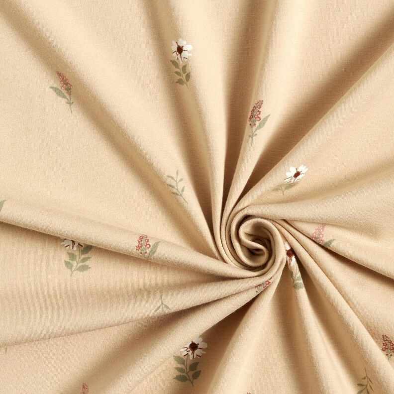 Jersey de algod&atilde;o Flores delicadas &ndash; cor de areia,  image number 3