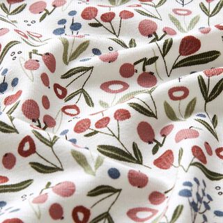 Jersey de algodão Prado de flores com maçãs  – branco sujo, 