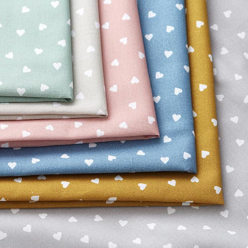 Corações espalhados de popeline de algodão orgânico – jeans azul claro,  image number 5