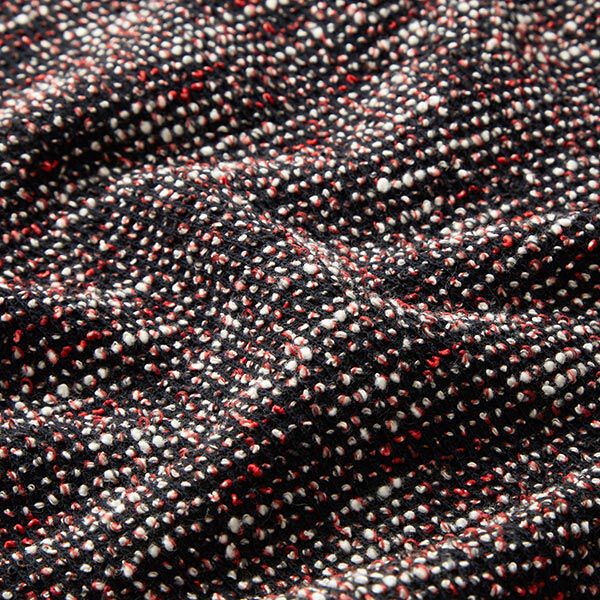 Malha Bouclé Mistura de algodão Melange – preto/vermelho,  image number 2
