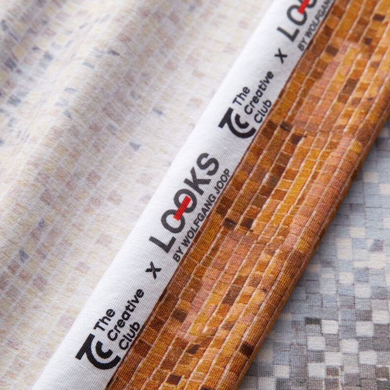 GOTS Jersey de algodão Mosaico | TCC x LOOKS by Wolfgang Joop – cor de caramelo/taupe escuro,  image number 4