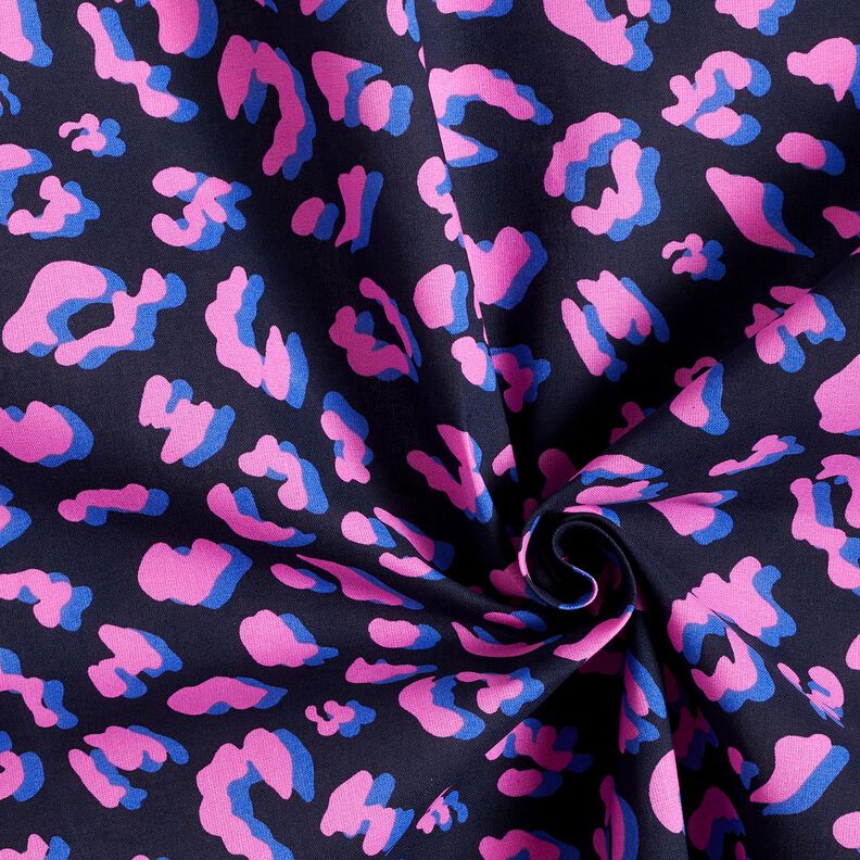 Algodão revestido Leo abstrato | Poppy Fabrics – azul-noite/pink,  image number 3