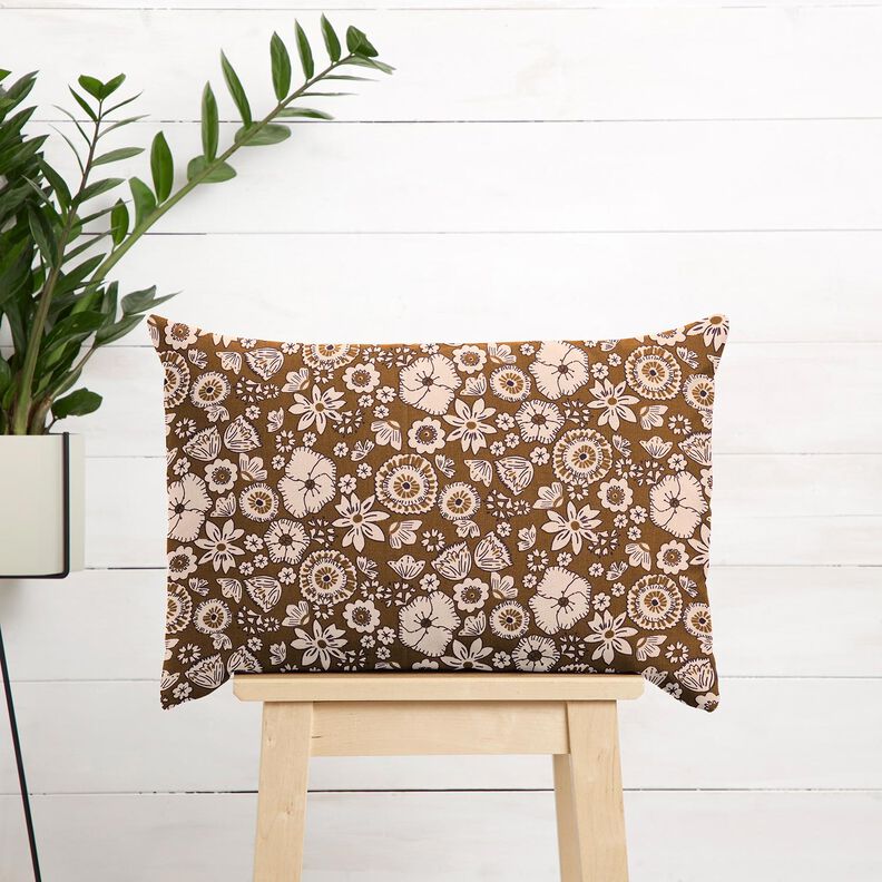 Tecido de algod&atilde;o Cretone Flores retro &ndash; oliva/ros&eacute;,  image number 6