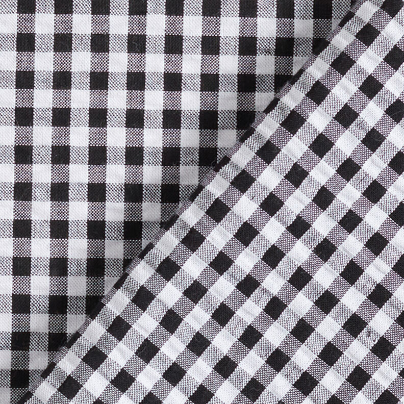 Anarruga Mistura de algodão Xadrez Vichy – preto,  image number 4