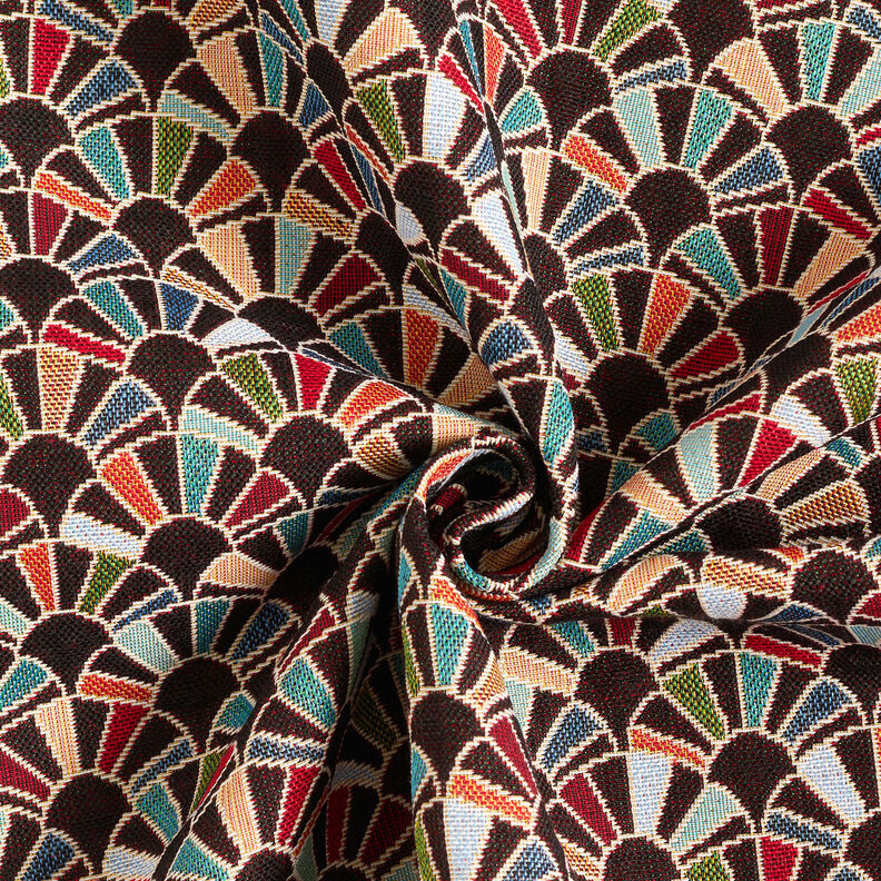 Tecido para decoração Gobelina Leques Retro – preto/carmin,  image number 3