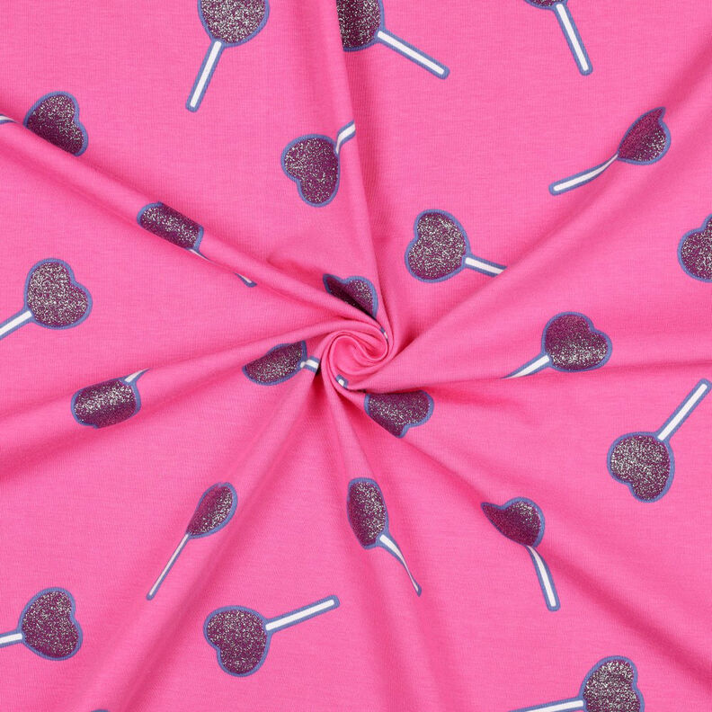 Jersey de algodão Chupa-chupas de coração com brilho | Poppy Fabrics – pink,  image number 3