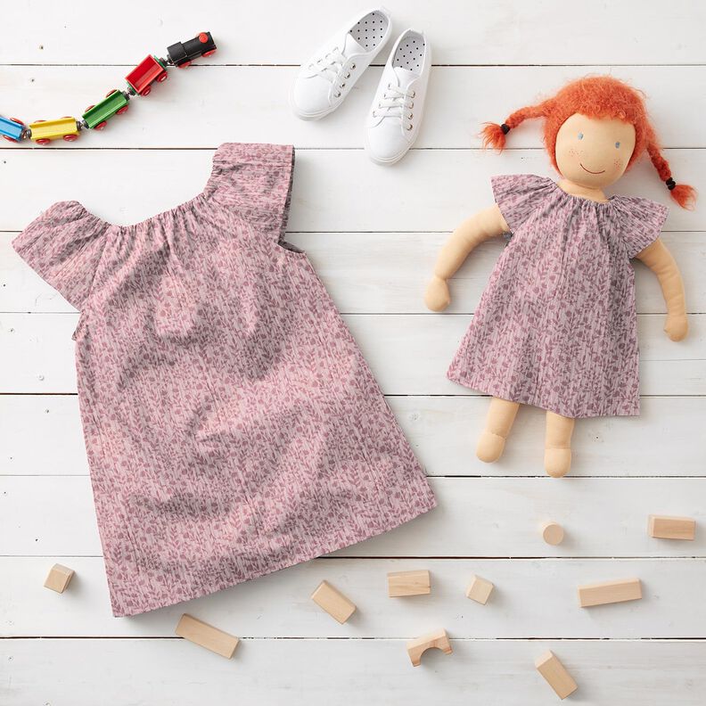 Musselina/ Tecido plissado duplo Gavinha floral bicolor – rosa-velho claro,  image number 5