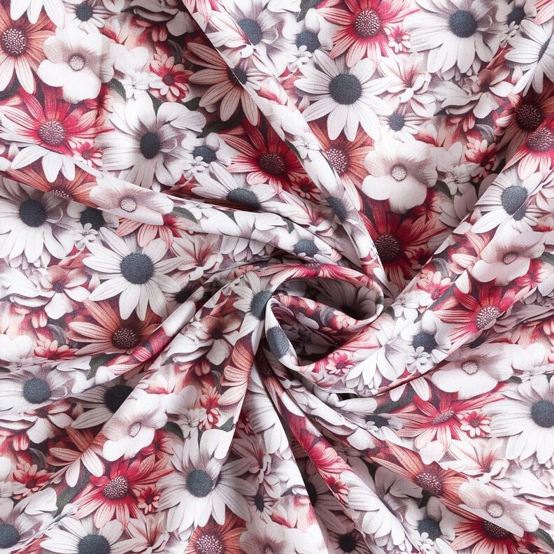 Tecido de viscose Mar de margaridas &ndash; branco/p&uacute;rpura,  image number 3