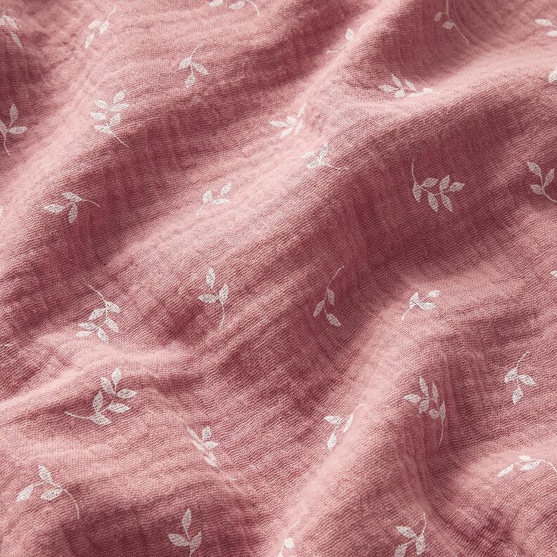 Musselina/ Tecido plissado duplo Ramo – rosa-velho escuro/branco,  image number 2