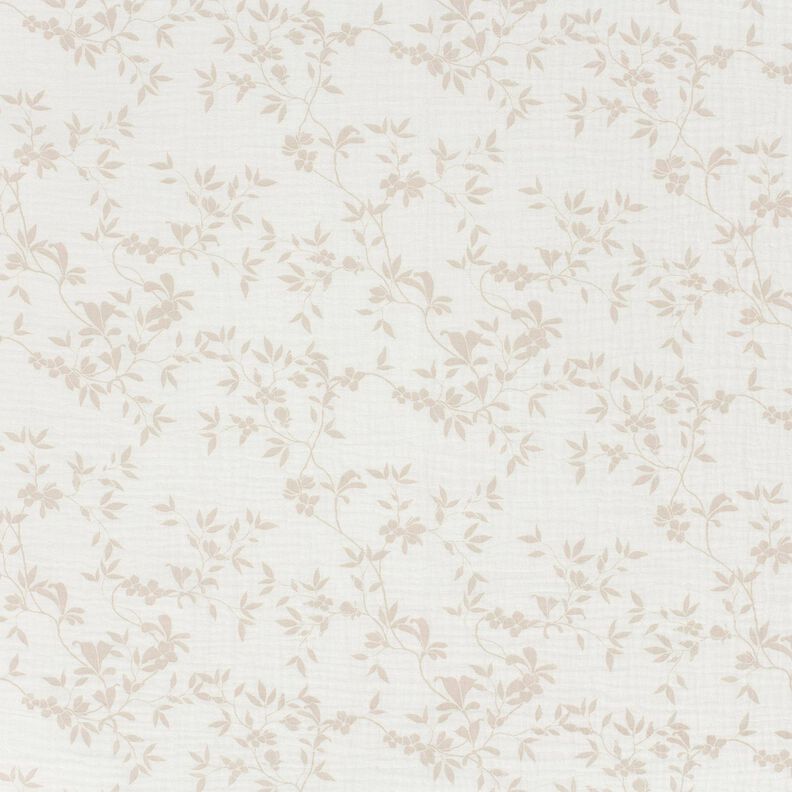 Musselina/ Tecido plissado duplo Gavinha folhas – branco sujo/natural,  image number 1