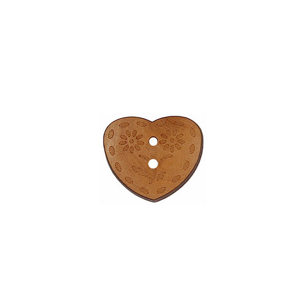 Botão de madeira, 2 furos, Coração  – castanho escuro,  image number 1