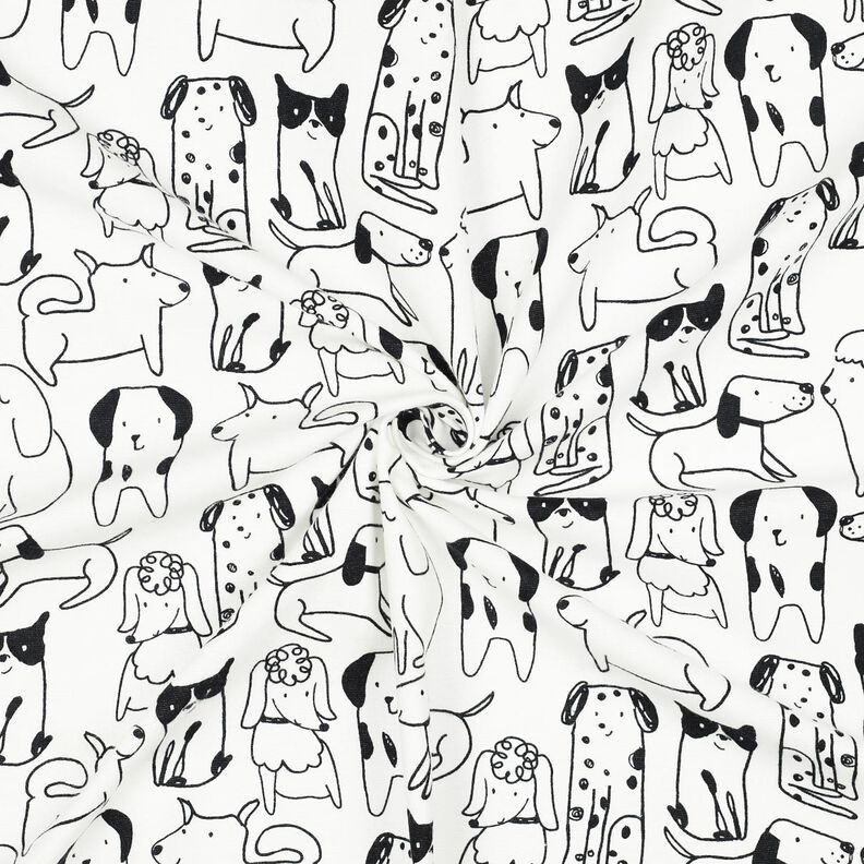 Flanela de algodão Cães | Poppy Fabrics – branco/preto,  image number 3