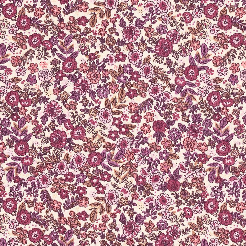 Tecido de algodão Cretone Flores espalhadas – creme/uva,  image number 1