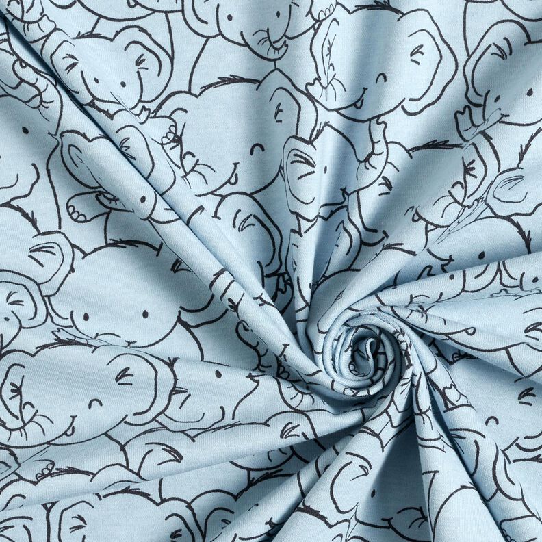 Mistura de algodão Jersey Tropel de elefantes – azul prateado,  image number 3