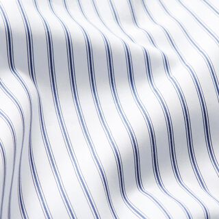 Tecido de algodão Riscas estreitas – branco/azul-marinho, 