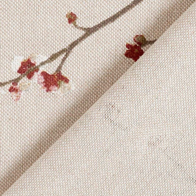 Tecido para decoração Meio linho Panamá Flor de cerejeira japonesa – natural/bordeaux,  image number 5