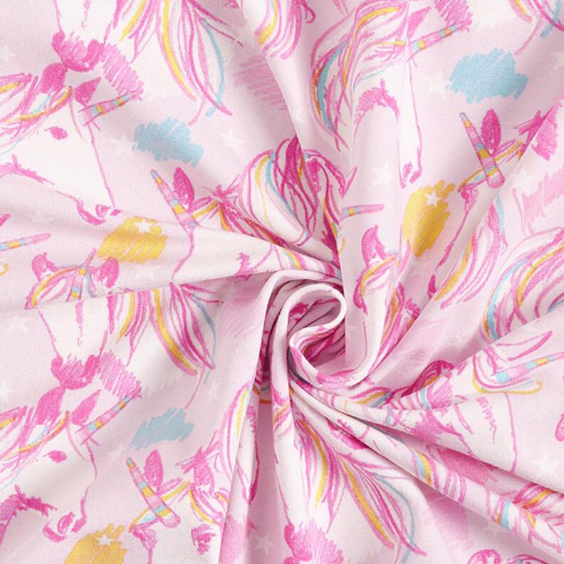 Jersey de algodão Rabisco Unicórnio – rosa,  image number 3