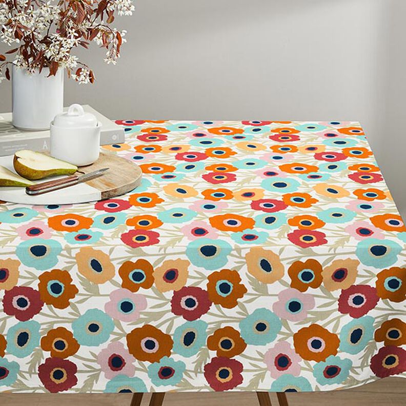 Tecido de algodão Cretone Flores pintadas – eucalipto/branco,  image number 7