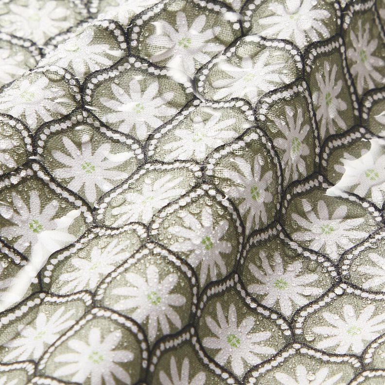 Algodão revestido Azulejos florais – verde amarelado/branco,  image number 6