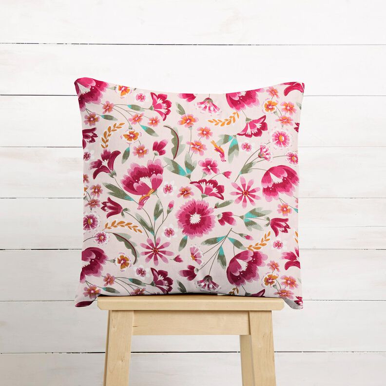 Tecido para decoração Sarja de algodão Flores da primavera – rosé/framboesa,  image number 7