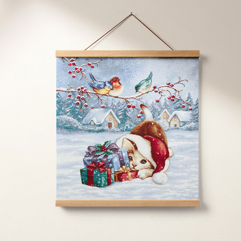Painel decorativo Gobelina Gato com presentes – azul claro/carmin,  image number 6