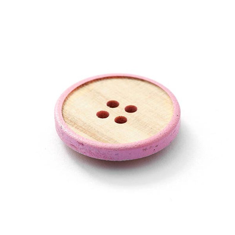 Botão de madeira 4 furos  – beige/rosa,  image number 2