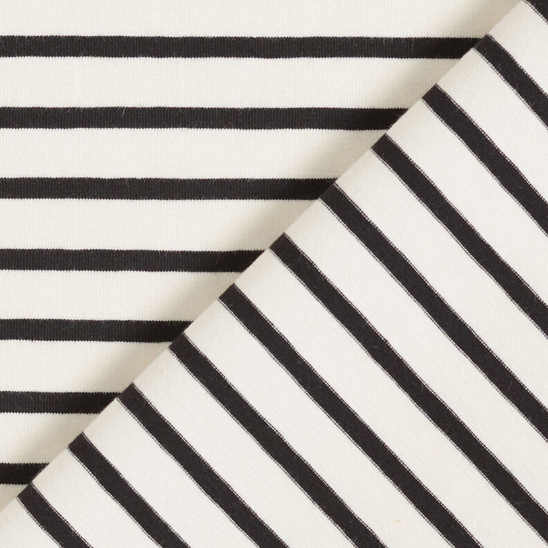 Jersey de algodão Riscas largas e estreitas – creme/preto,  image number 4