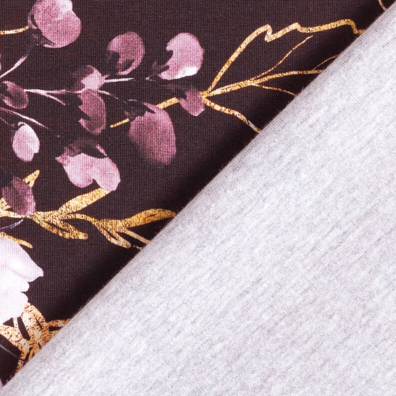 Jersey de algod&atilde;o Tecido com orla Flores com brilho dourado | Glitzerp&uuml;ppi &ndash; bord&ocirc;/vermelho violeta,  image number 4