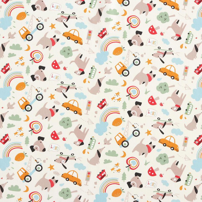 Popelina de algodão Cães em viagem– branco sujo,  image number 1